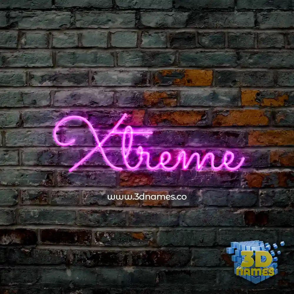 xtreme in Pink Neon style - 3D name wallpaper