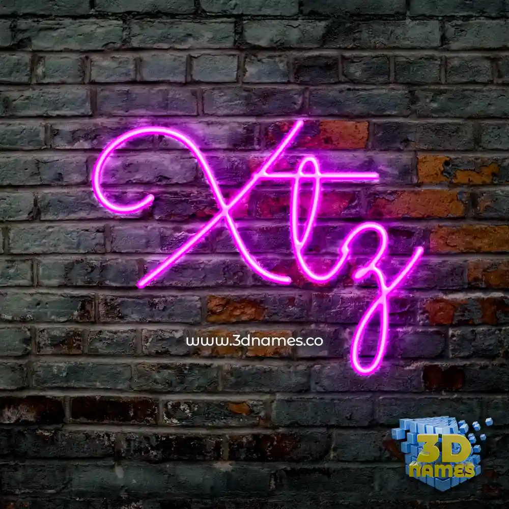 xtz in Pink Neon style - 3D name wallpaper