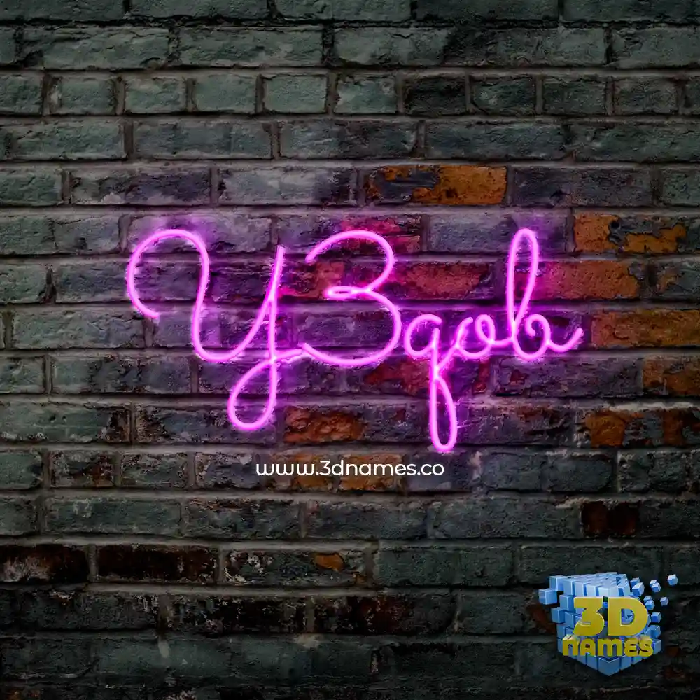 y3qob in Pink Neon style - 3D name wallpaper