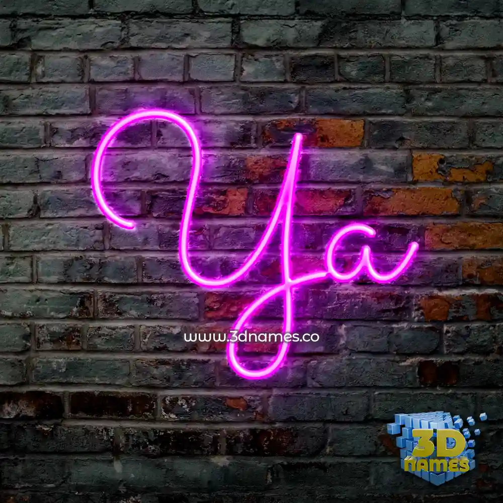 ya in Pink Neon style - 3D name wallpaper
