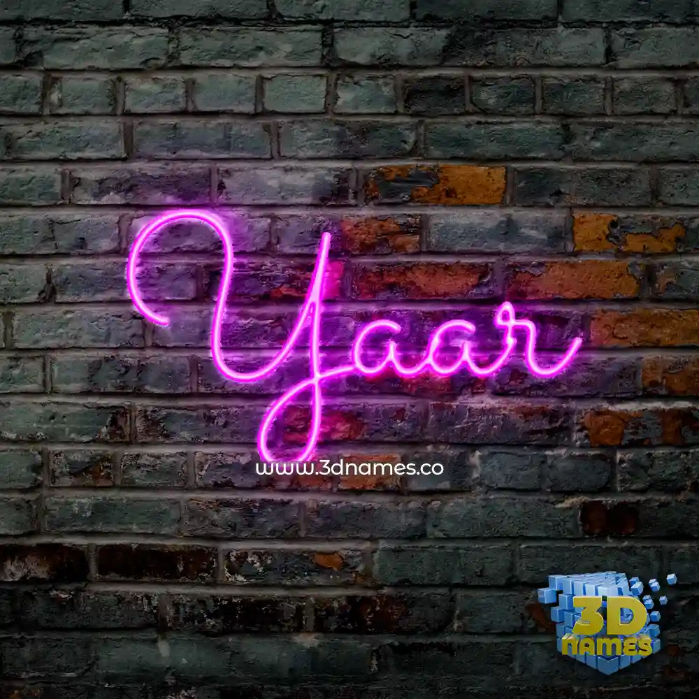 yaar in Pink Neon style - 3D name wallpaper