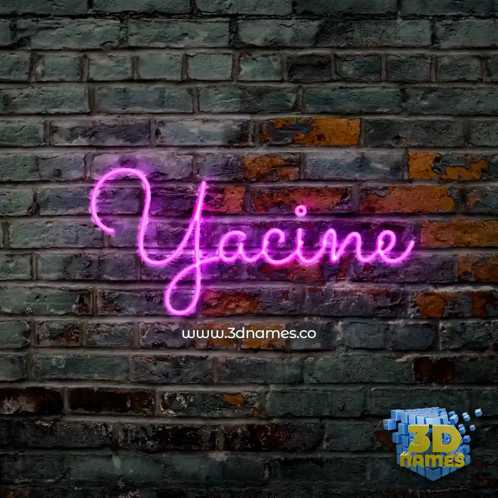 yacine in Pink Neon style - 3D name wallpaper