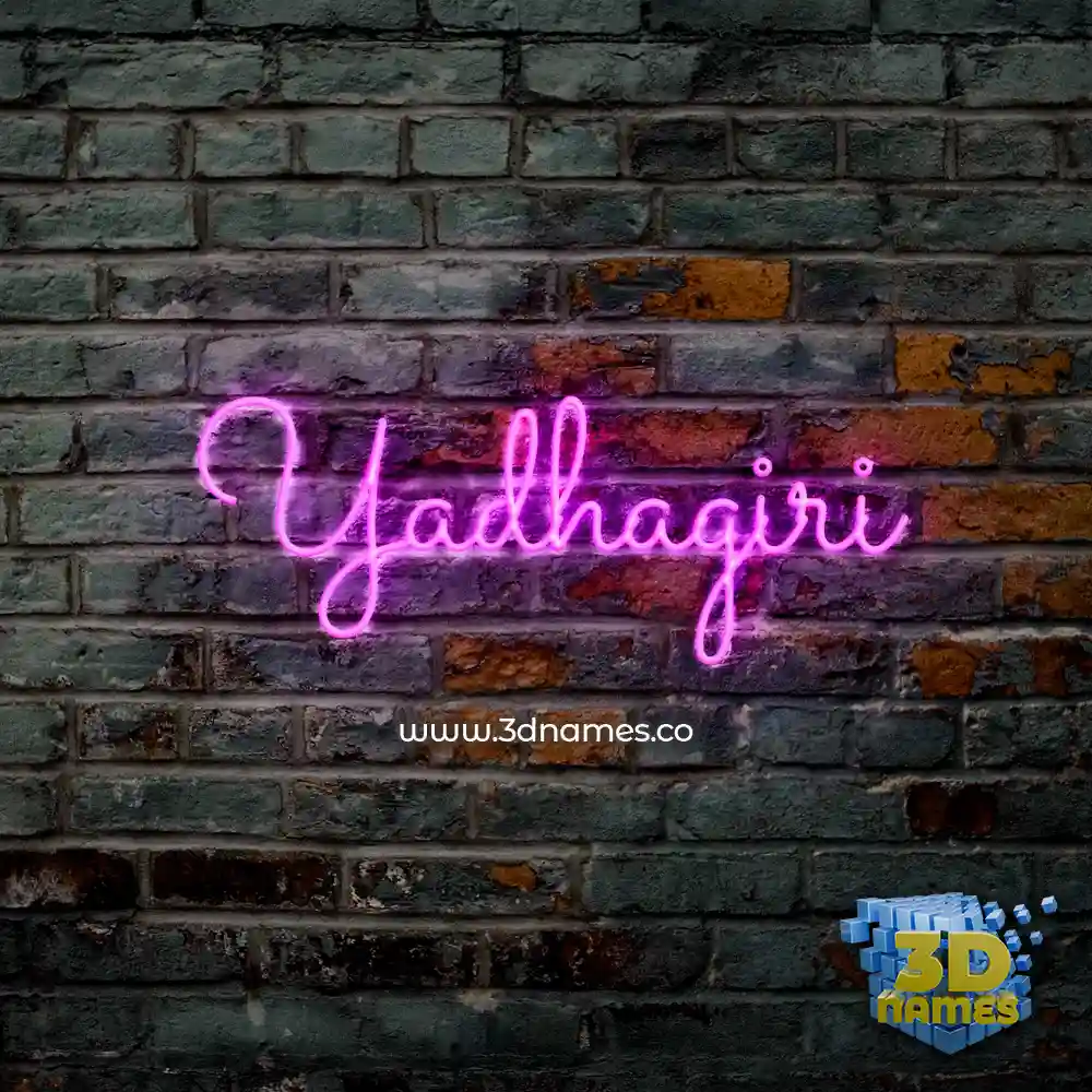 yadhagiri in Pink Neon style - 3D name wallpaper
