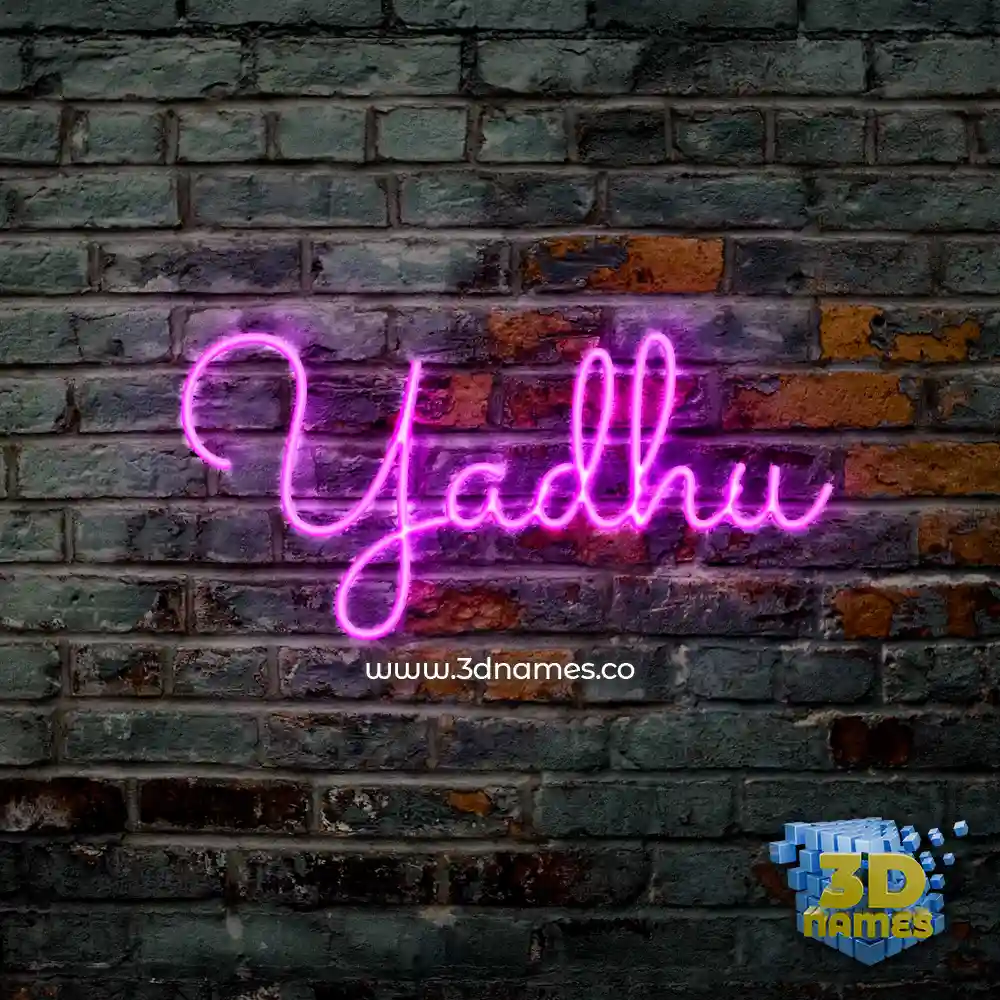 yadhu in Pink Neon style - 3D name wallpaper