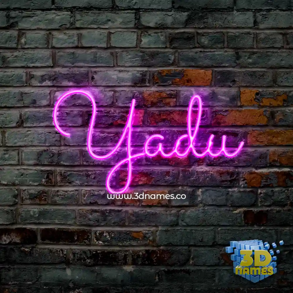 yadu in Pink Neon style - 3D name wallpaper