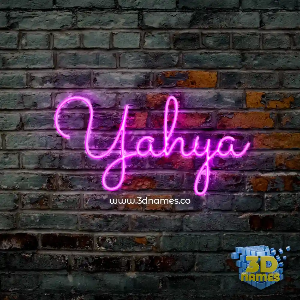 yahya in Pink Neon style - 3D name wallpaper