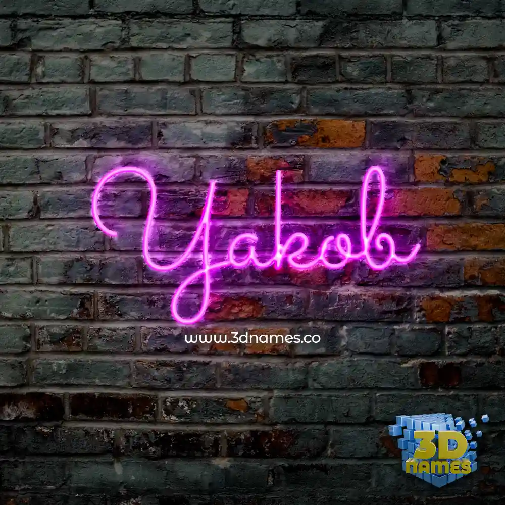 yakob in Pink Neon style - 3D name wallpaper