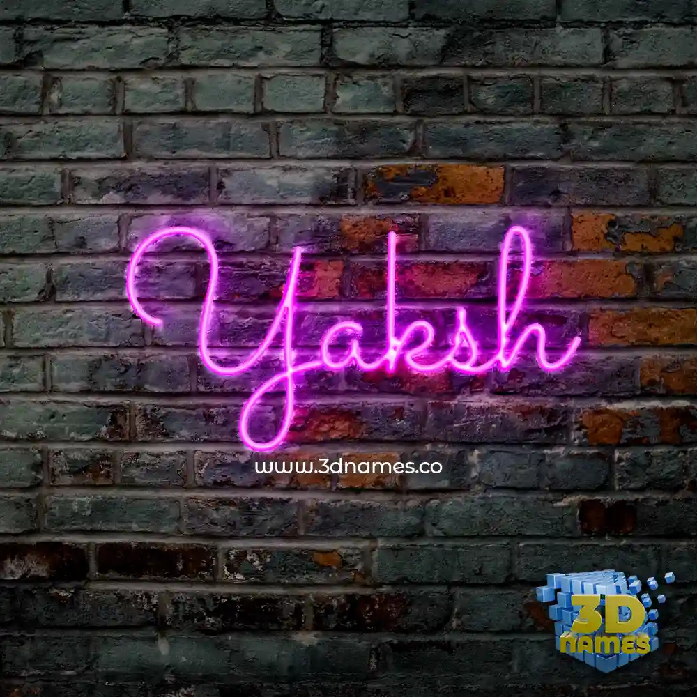 yaksh in Pink Neon style - 3D name wallpaper