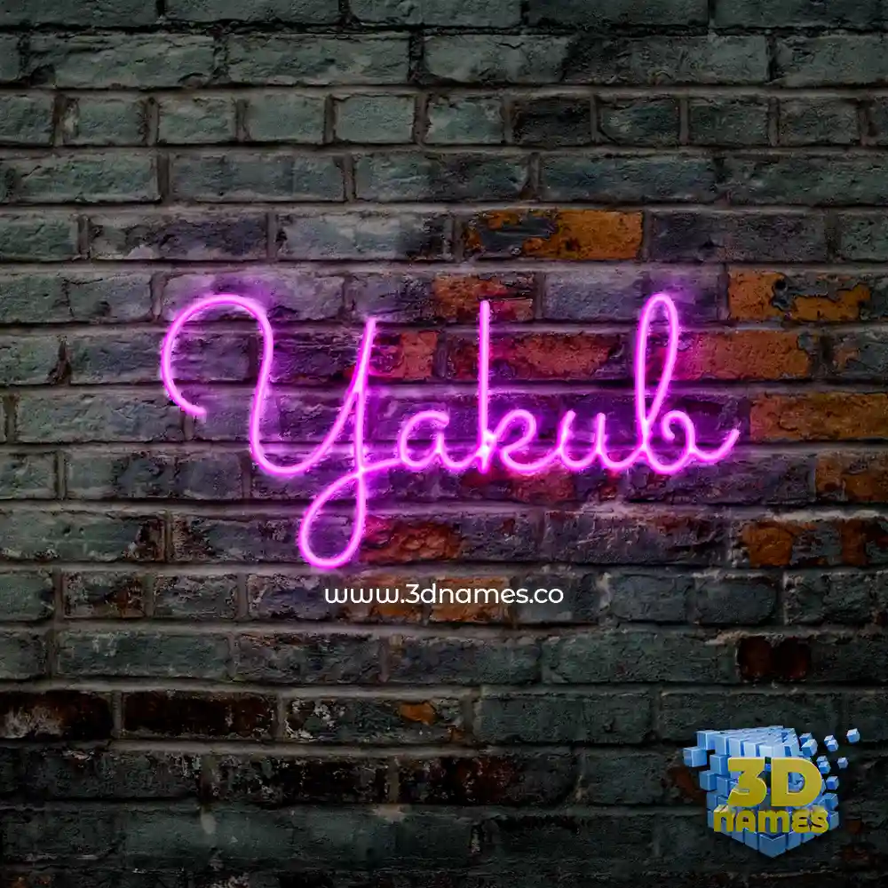 yakub in Pink Neon style - 3D name wallpaper