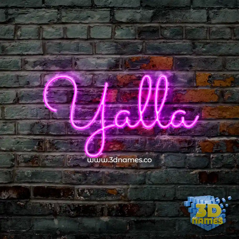 yalla in Pink Neon style - 3D name wallpaper