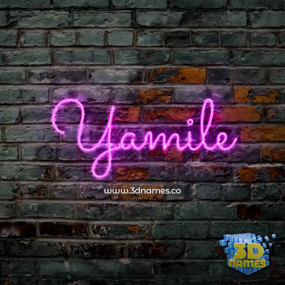 yamile in Pink Neon style - 3D name wallpaper