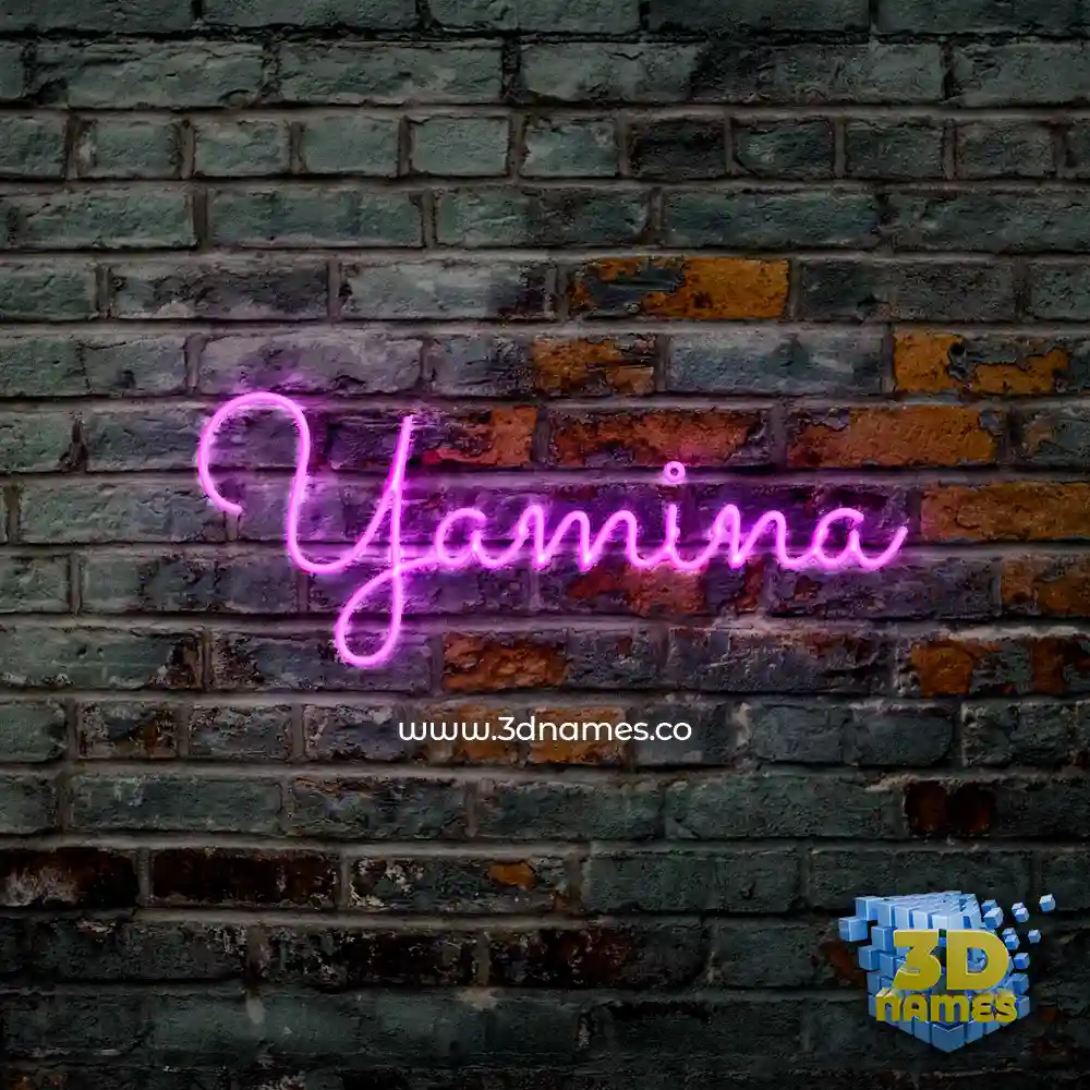 yamina in Pink Neon style - 3D name wallpaper