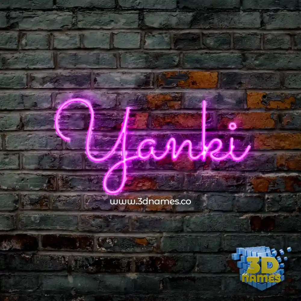 yanki in Pink Neon style - 3D name wallpaper