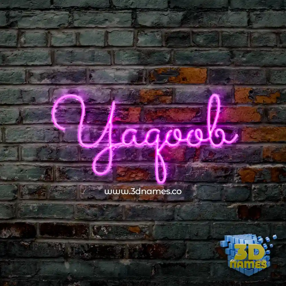 yaqoob in Pink Neon style - 3D name wallpaper