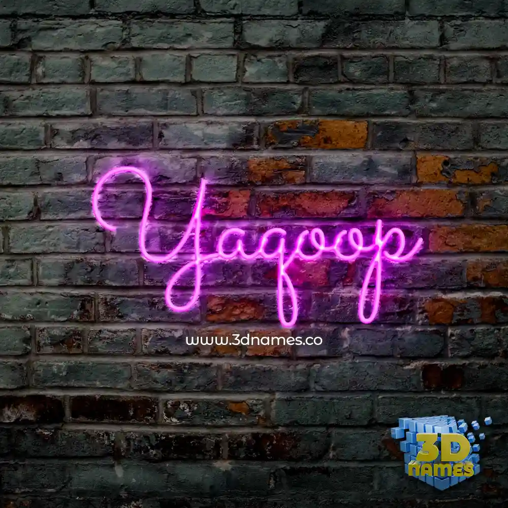 yaqoop in Pink Neon style - 3D name wallpaper