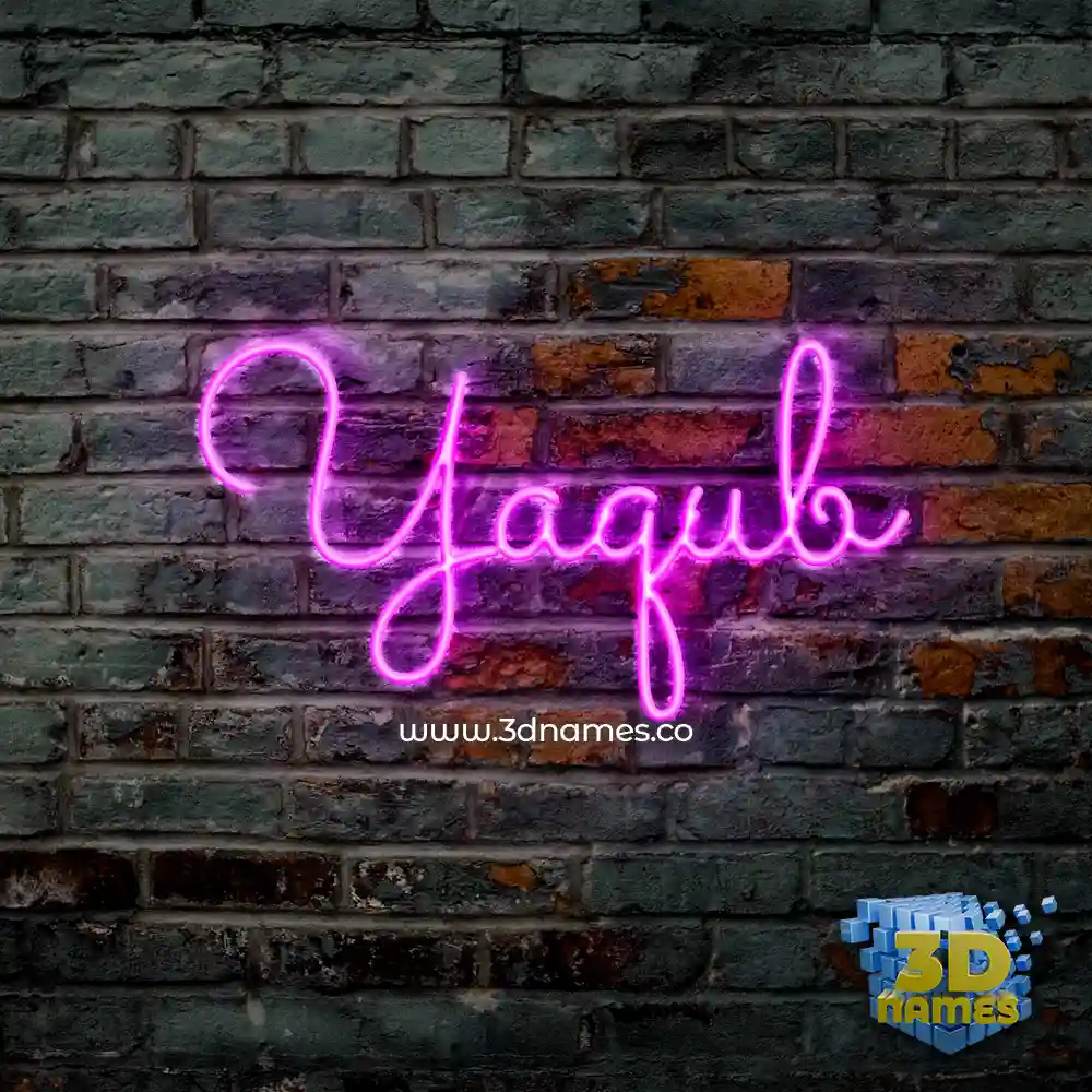 yaqub in Pink Neon style - 3D name wallpaper