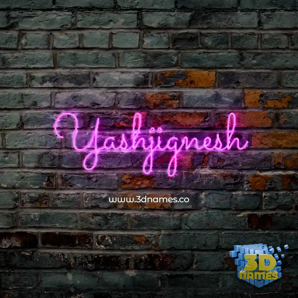 yashjignesh in Pink Neon style - 3D name wallpaper