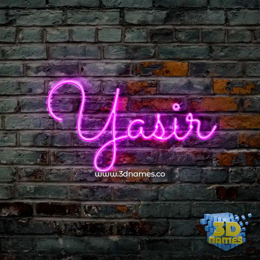yasir in Pink Neon style - 3D name wallpaper