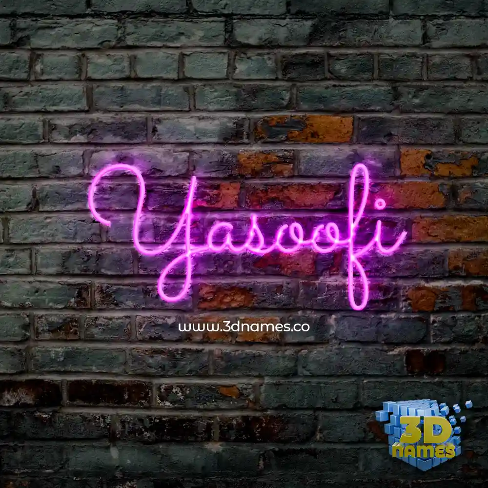 yasoofi in Pink Neon style - 3D name wallpaper