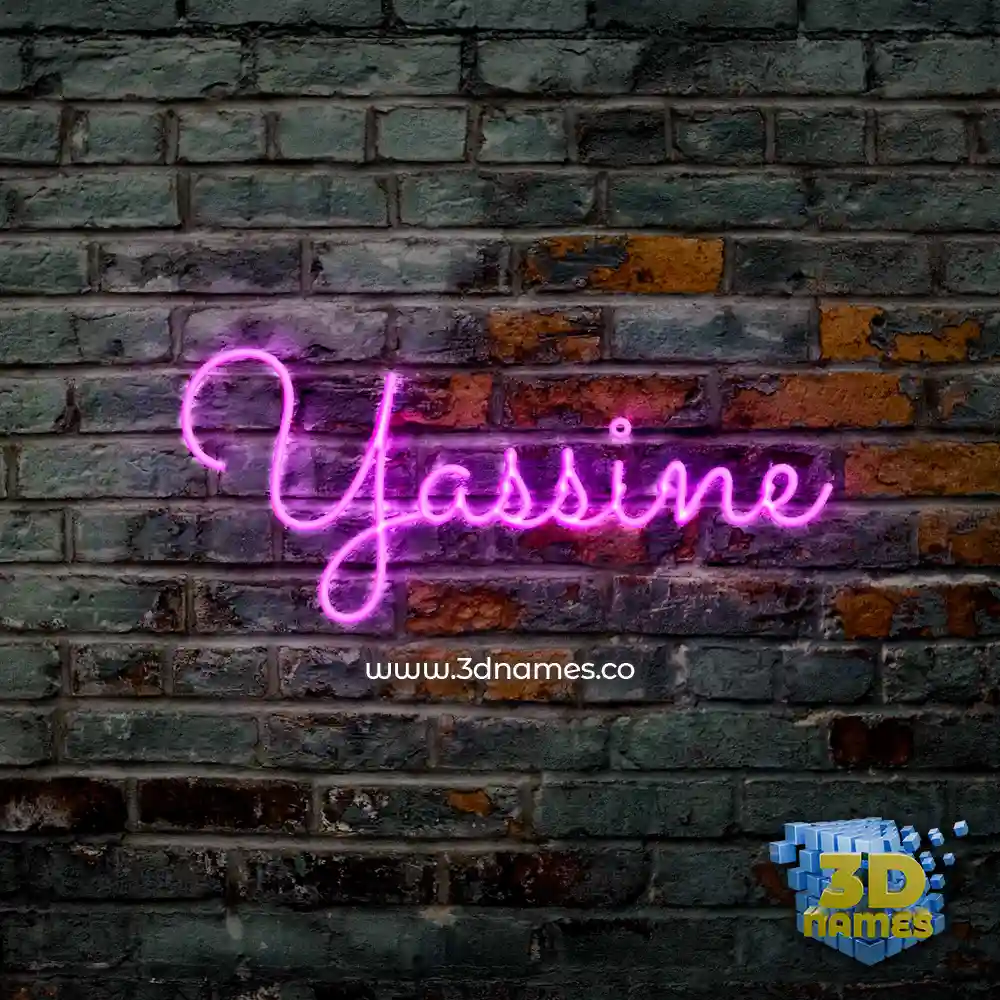 yassine in Pink Neon style - 3D name wallpaper