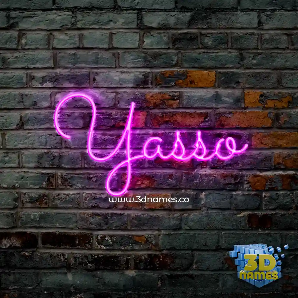 yasso in Pink Neon style - 3D name wallpaper
