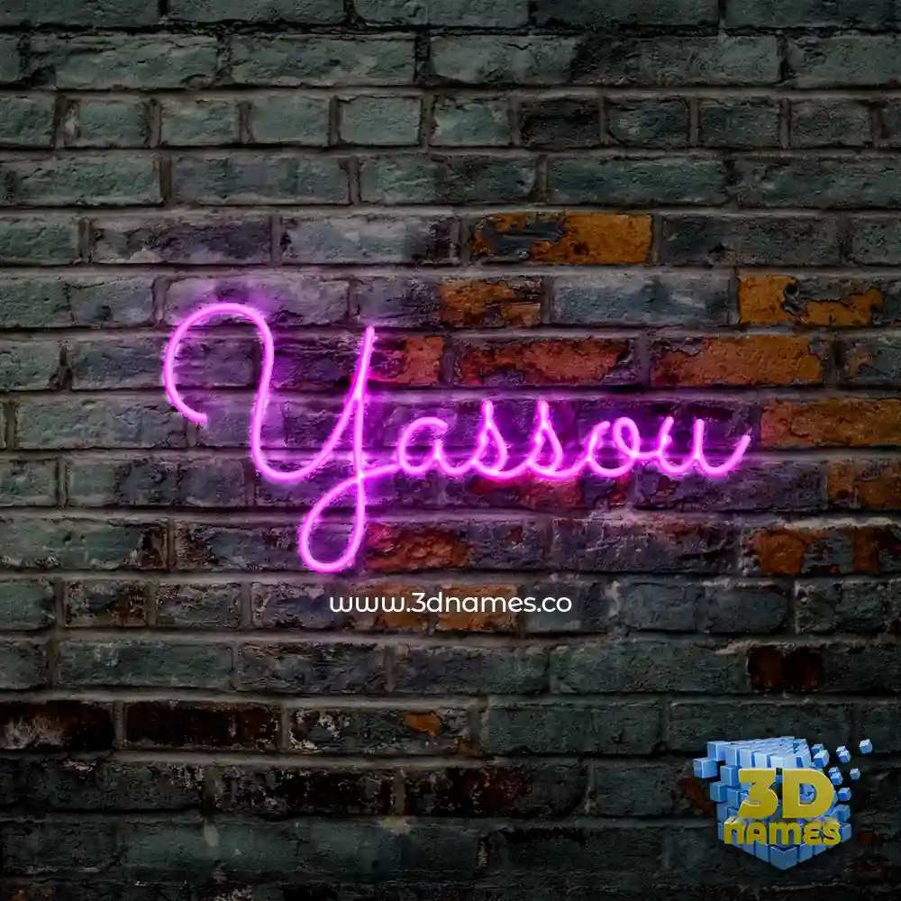 yassou in Pink Neon style - 3D name wallpaper