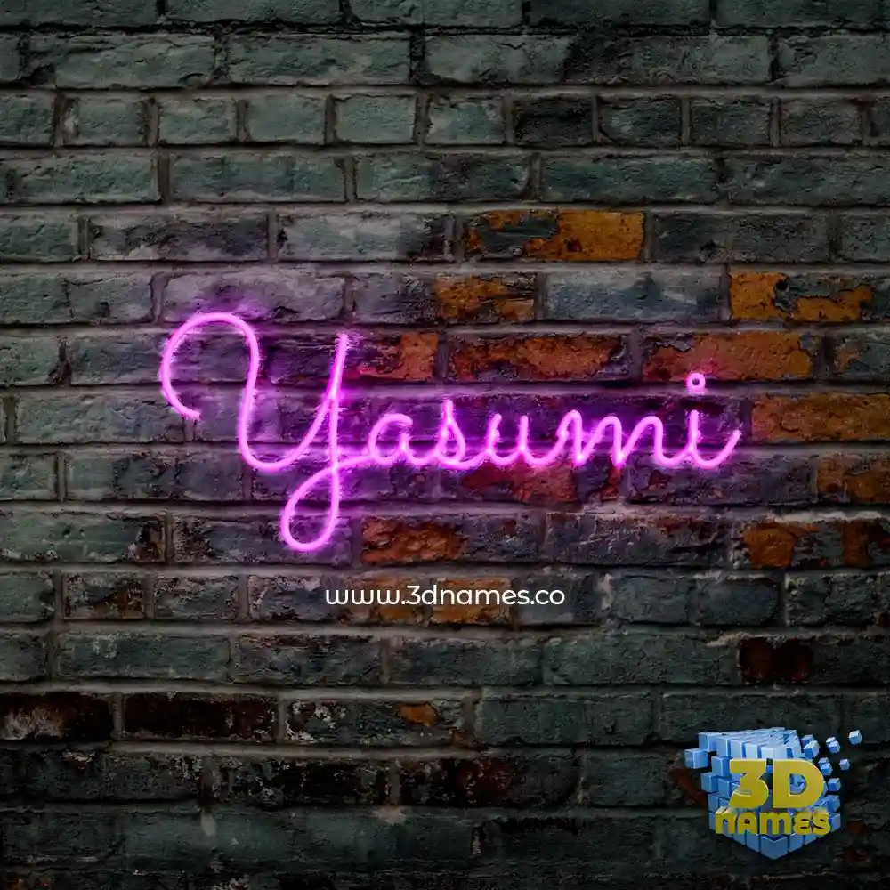yasumi in Pink Neon style - 3D name wallpaper