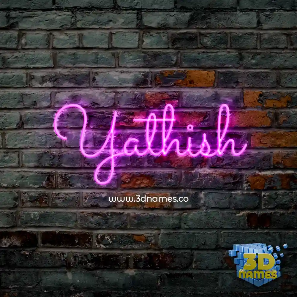 yathish in Pink Neon style - 3D name wallpaper