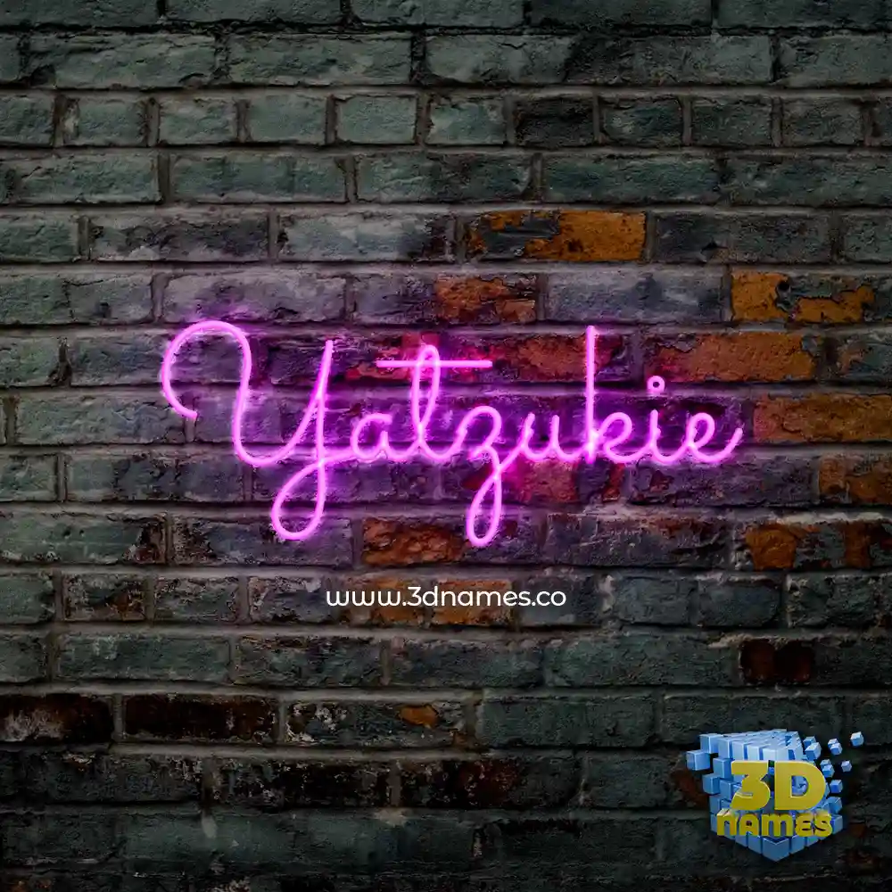yatzukie in Pink Neon style - 3D name wallpaper