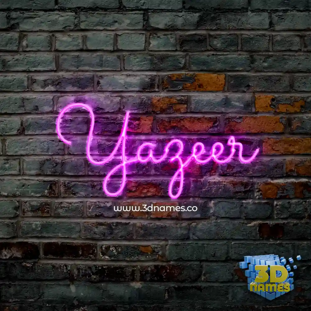 yazeer in Pink Neon style - 3D name wallpaper