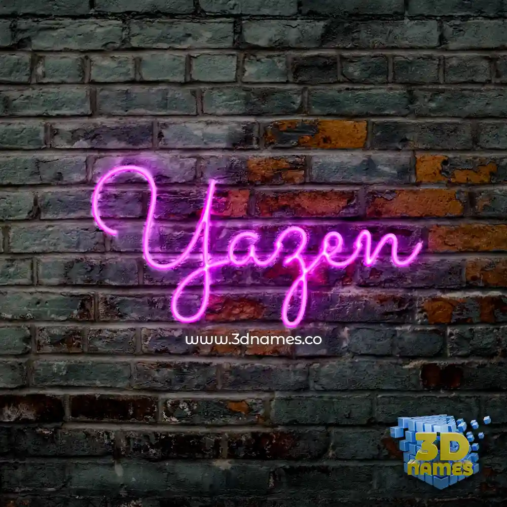 yazen in Pink Neon style - 3D name wallpaper