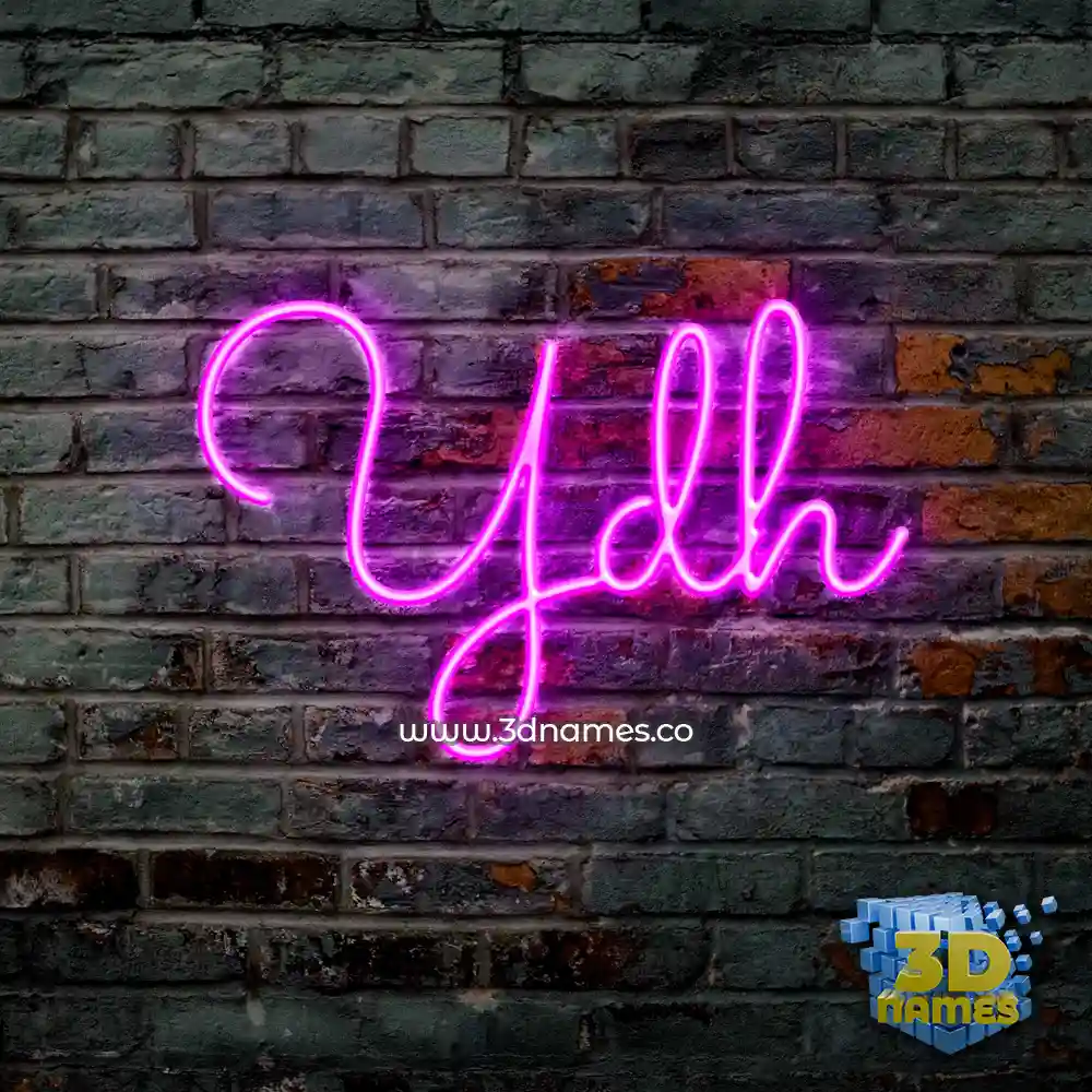 ydh in Pink Neon style - 3D name wallpaper