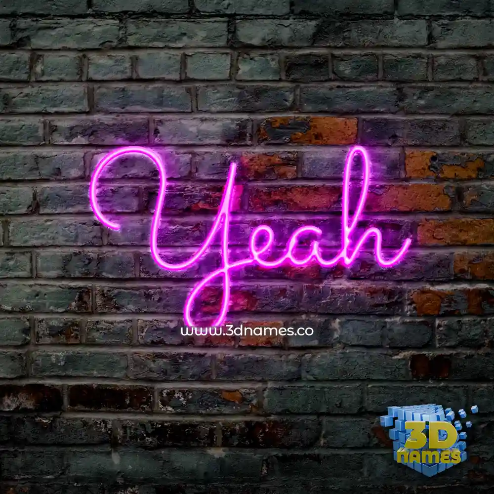 yeah in Pink Neon style - 3D name wallpaper