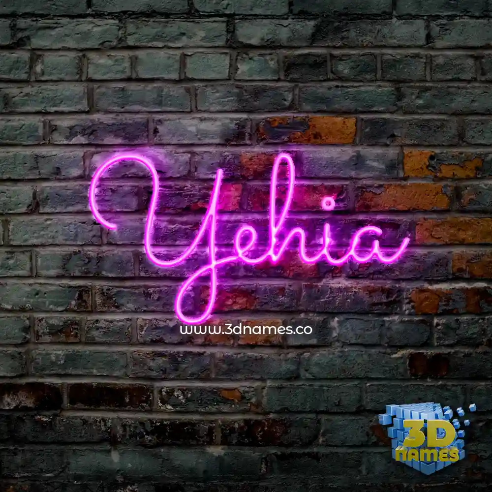 yehia in Pink Neon style - 3D name wallpaper