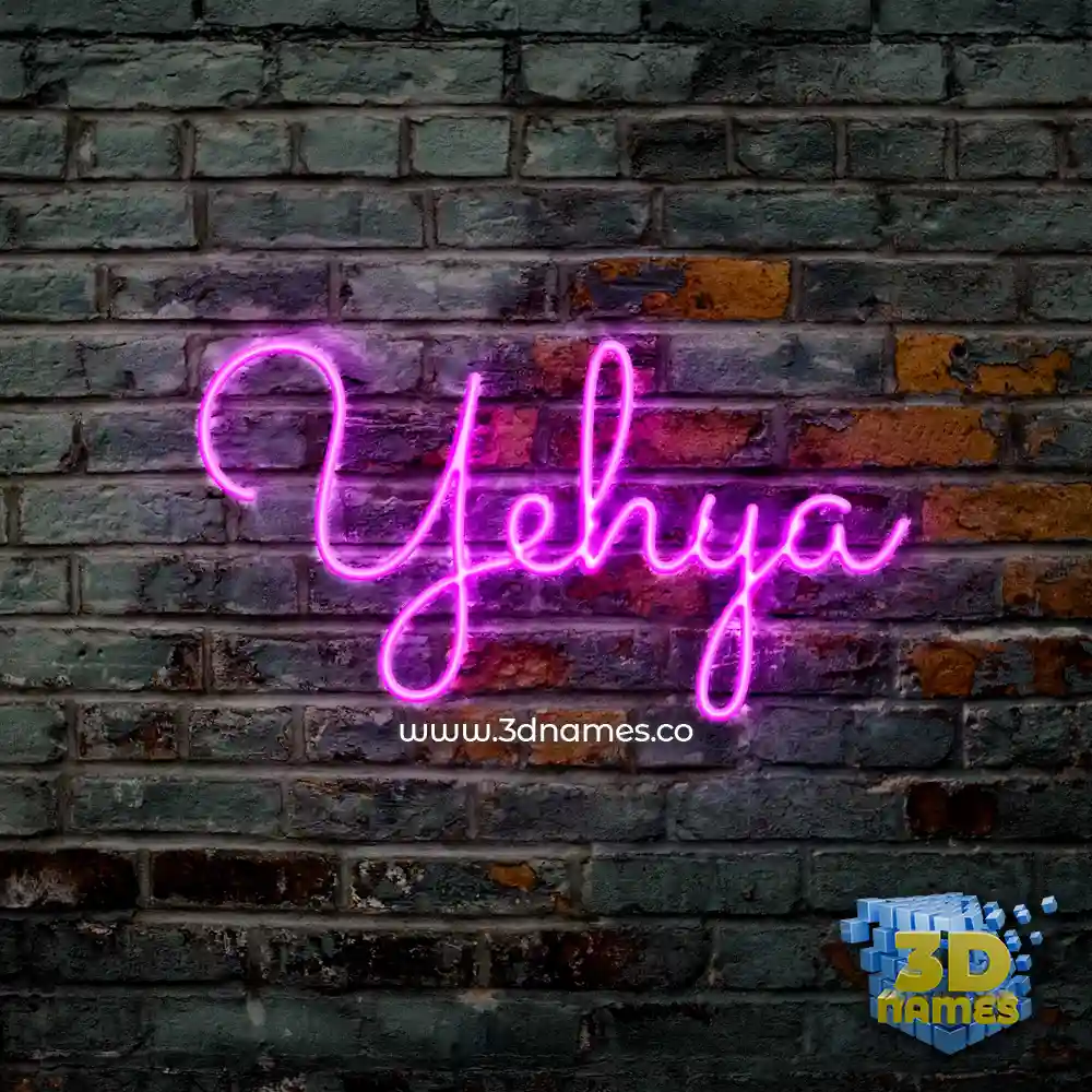 yehya in Pink Neon style - 3D name wallpaper