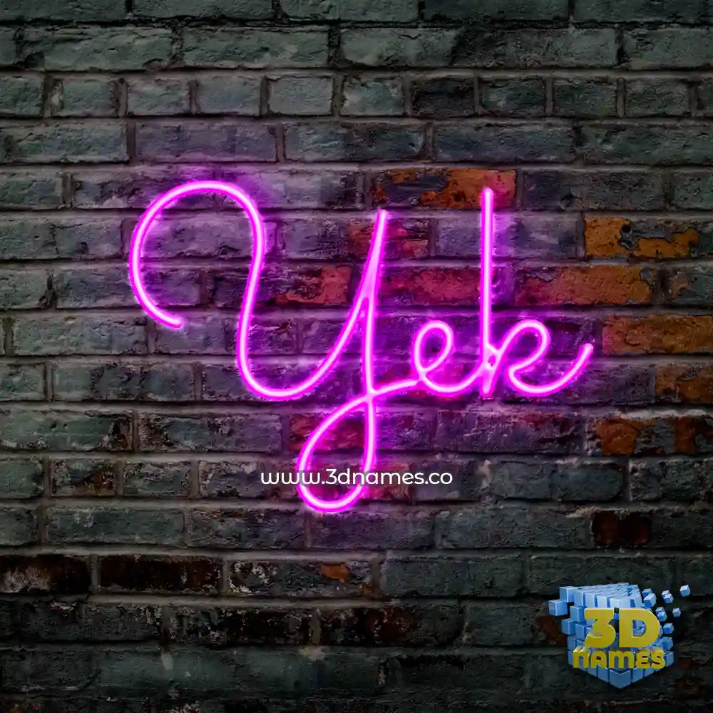 yek in Pink Neon style - 3D name wallpaper
