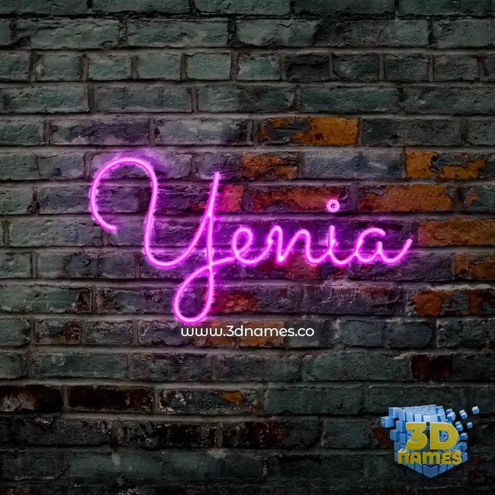 yenia in Pink Neon style - 3D name wallpaper