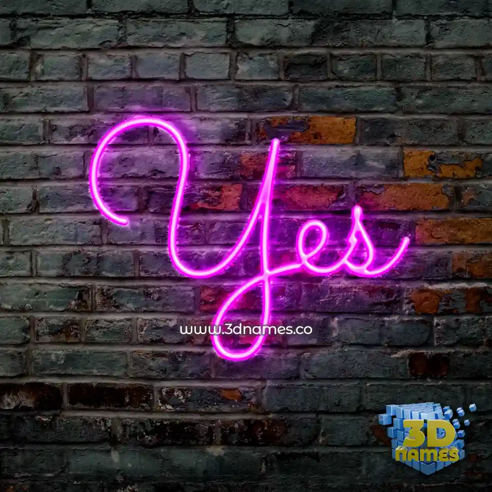 yes in Pink Neon style - 3D name wallpaper