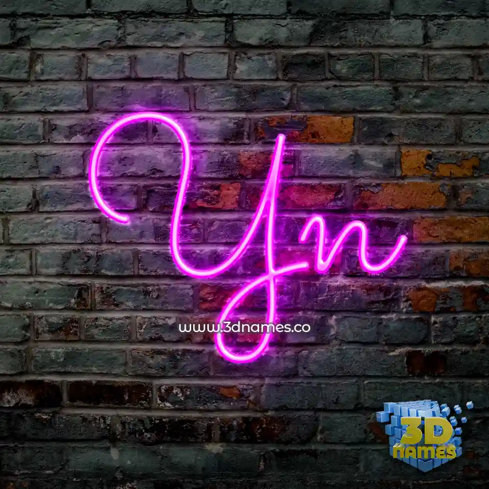 yn in Pink Neon style - 3D name wallpaper