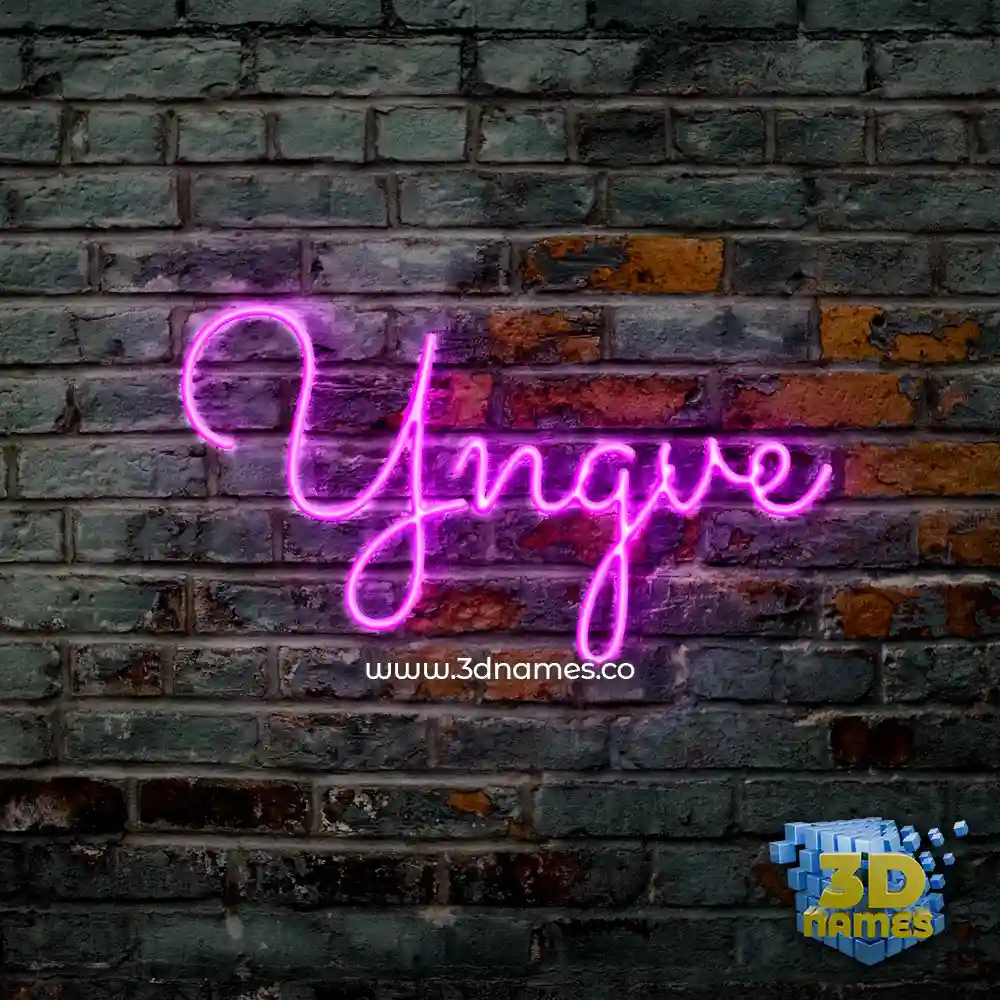 yngve in Pink Neon style - 3D name wallpaper