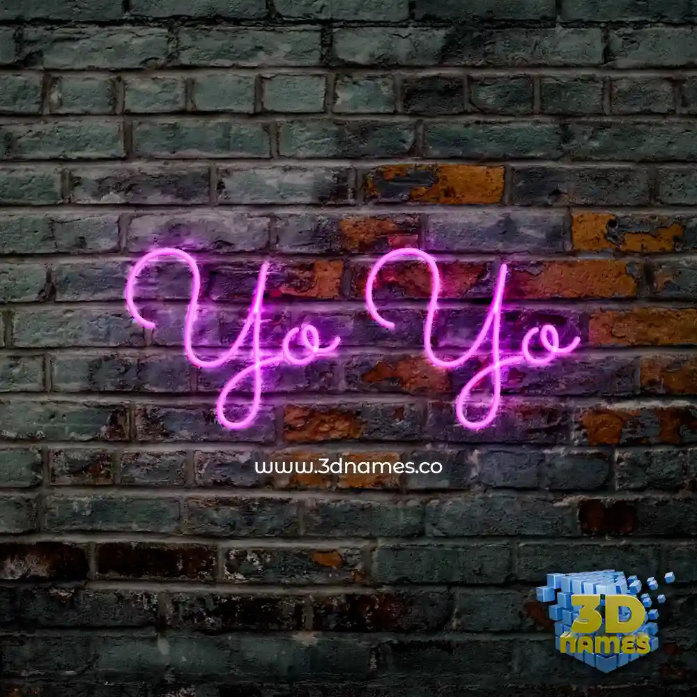 yo yo in Pink Neon style - 3D name wallpaper
