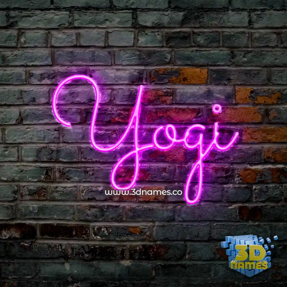 yogi in Pink Neon style - 3D name wallpaper