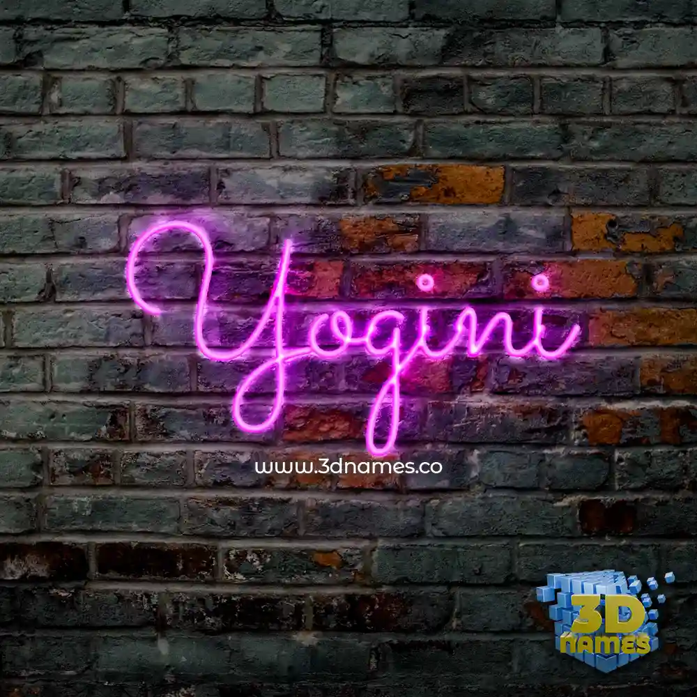 yogini in Pink Neon style - 3D name wallpaper