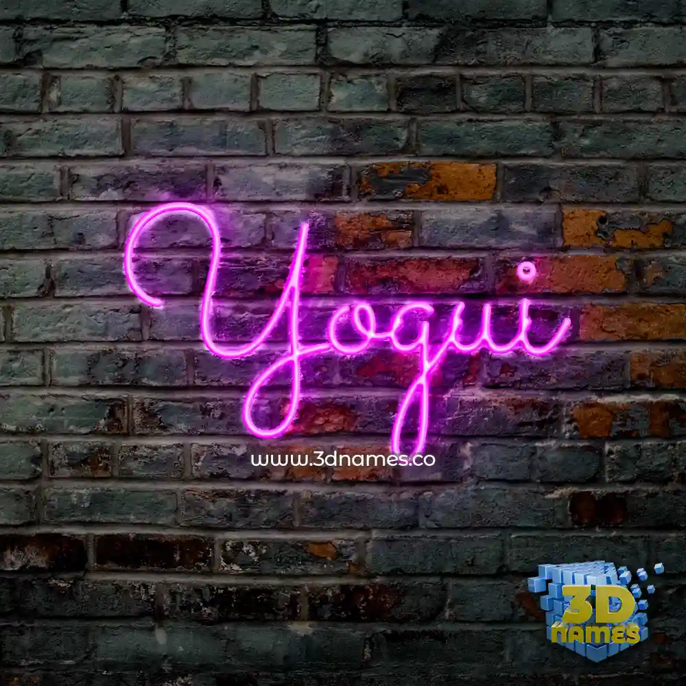 yogui in Pink Neon style - 3D name wallpaper