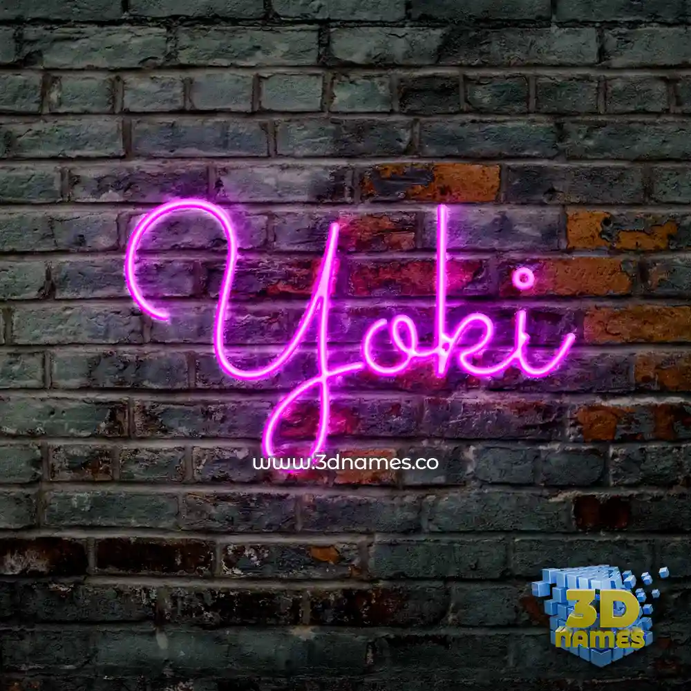 yoki in Pink Neon style - 3D name wallpaper