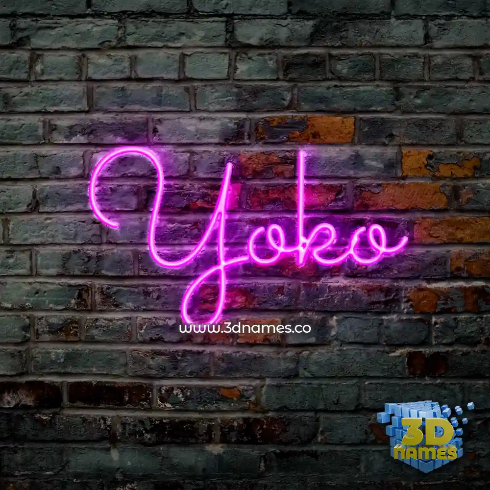 yoko in Pink Neon style - 3D name wallpaper