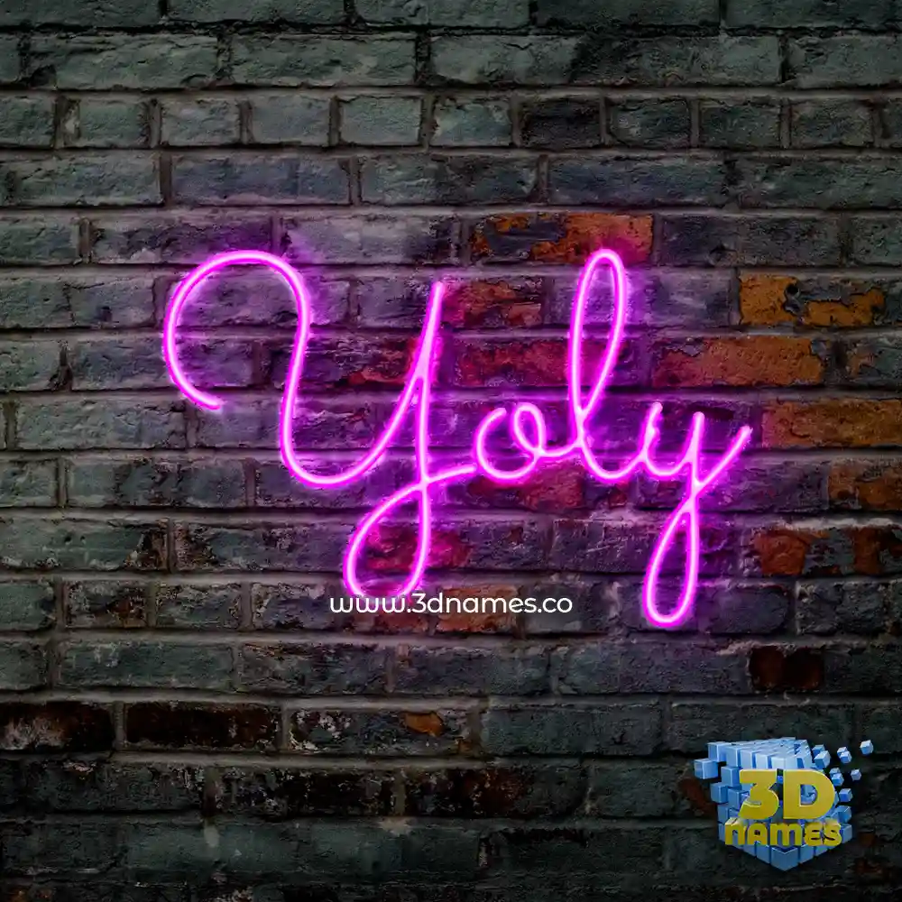 yoly in Pink Neon style - 3D name wallpaper