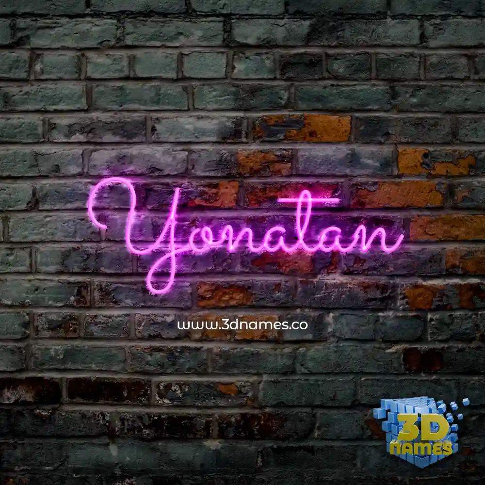 yonatan in Pink Neon style - 3D name wallpaper