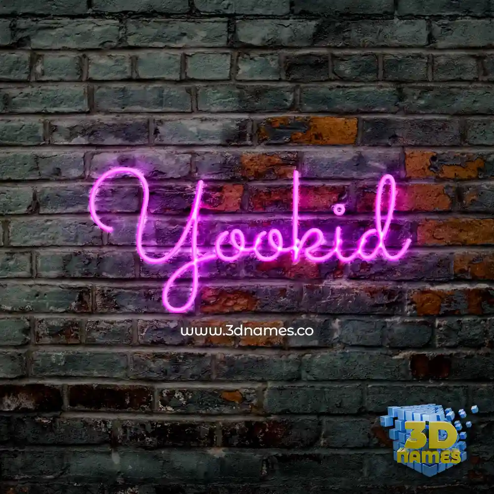 yookid in Pink Neon style - 3D name wallpaper