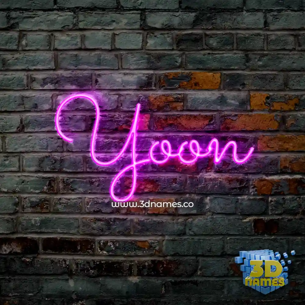 yoon in Pink Neon style - 3D name wallpaper